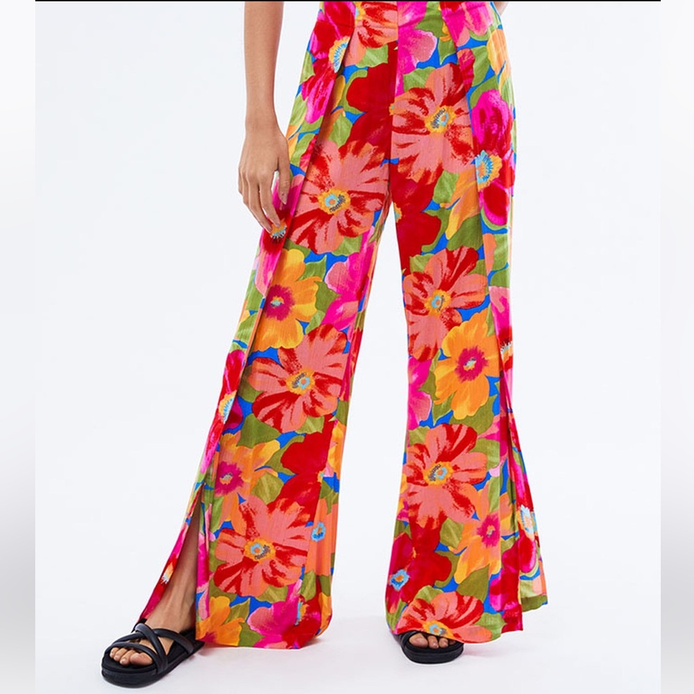 Billabong Floral Pants, Slit Sides